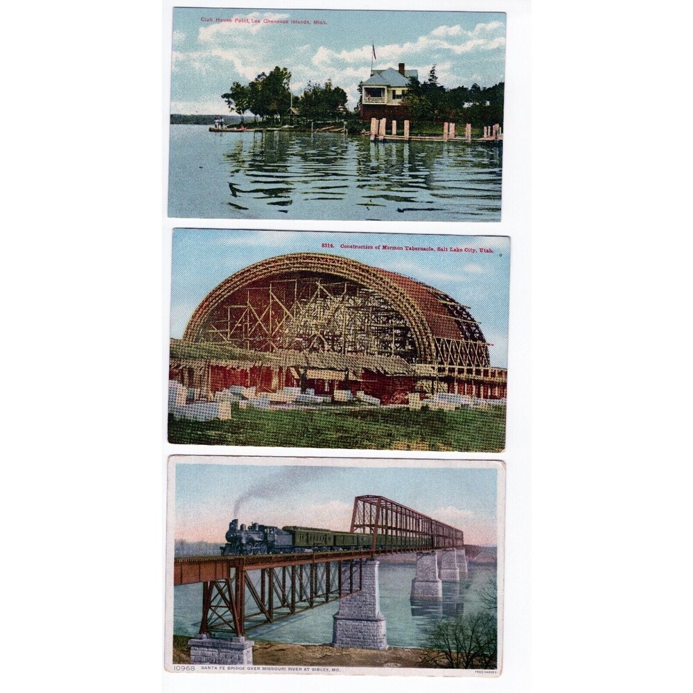 Postcards Michigan Utah Missouri vintage multicolor Unused lot of 3
